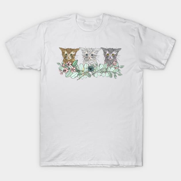 Triple Kitties T-Shirt by MAXLEE